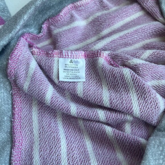 Pink and White Striped Double Hooded Women’s Sweatshirt - Picture 4 of 7